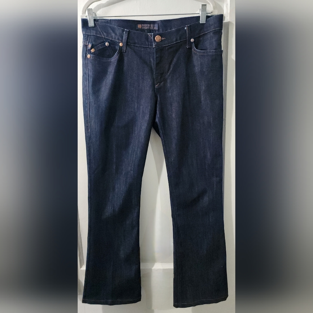 Womens Rock & Republic Dark Blue Boot Cut Jeans